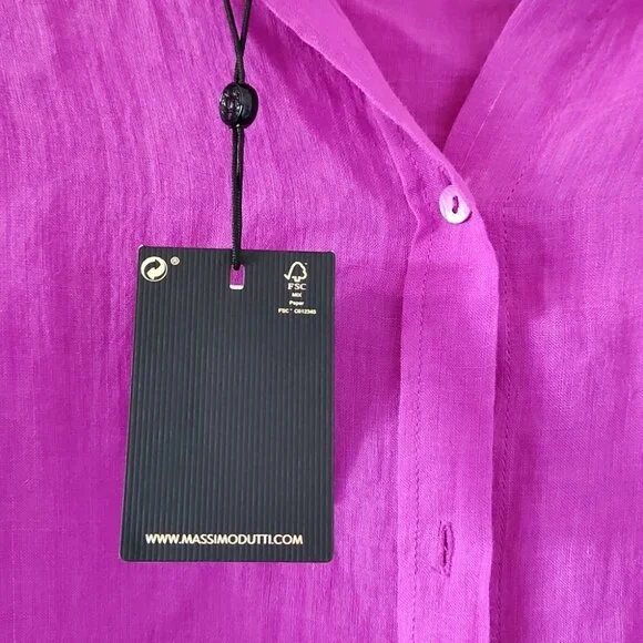 *SOLD* NWT MASSIMO DUTTI | Oversized Ramie Shirt Button Down Purple Sz XS - Picture 4 of 6